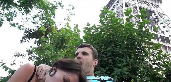  Eiffel Tower crazy public sex threesome group orgy with a cute girl and 2 hung guys shoving their dicks in her mouth for a blowjob, and sticking their big dicks in her tight young wet pussy in the middle of a day in front of everybody